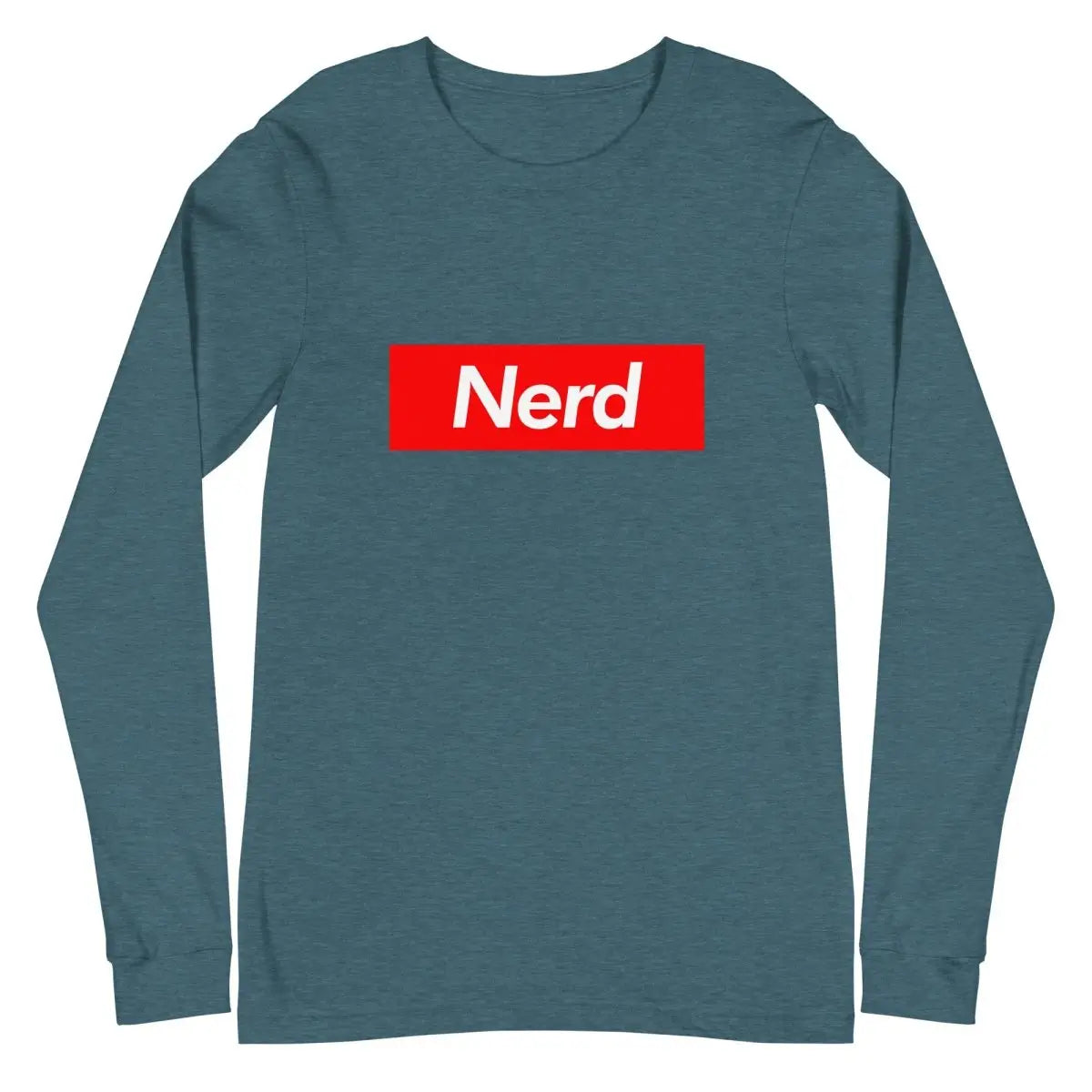 Nerd Sign Long Sleeve T-Shirt (unisex) - Heather Deep Teal / M