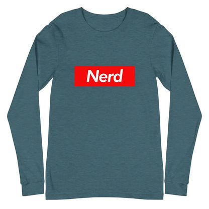 Nerd Sign Long Sleeve T-Shirt (unisex) - Heather Deep Teal / M