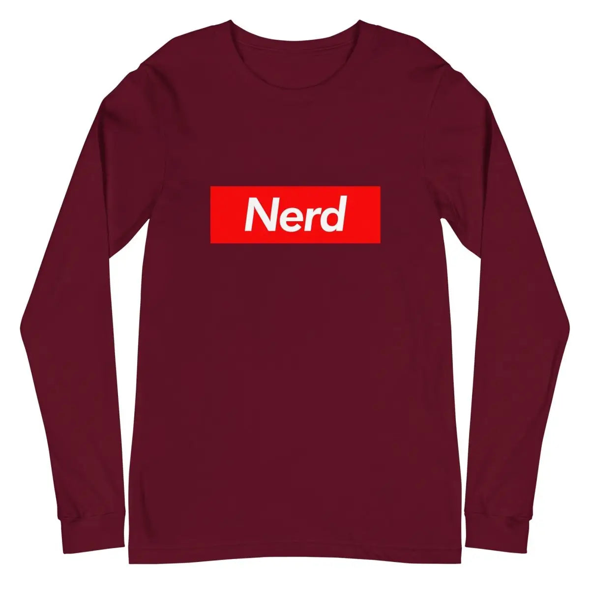 Nerd Sign Long Sleeve T-Shirt (unisex) - Maroon / M