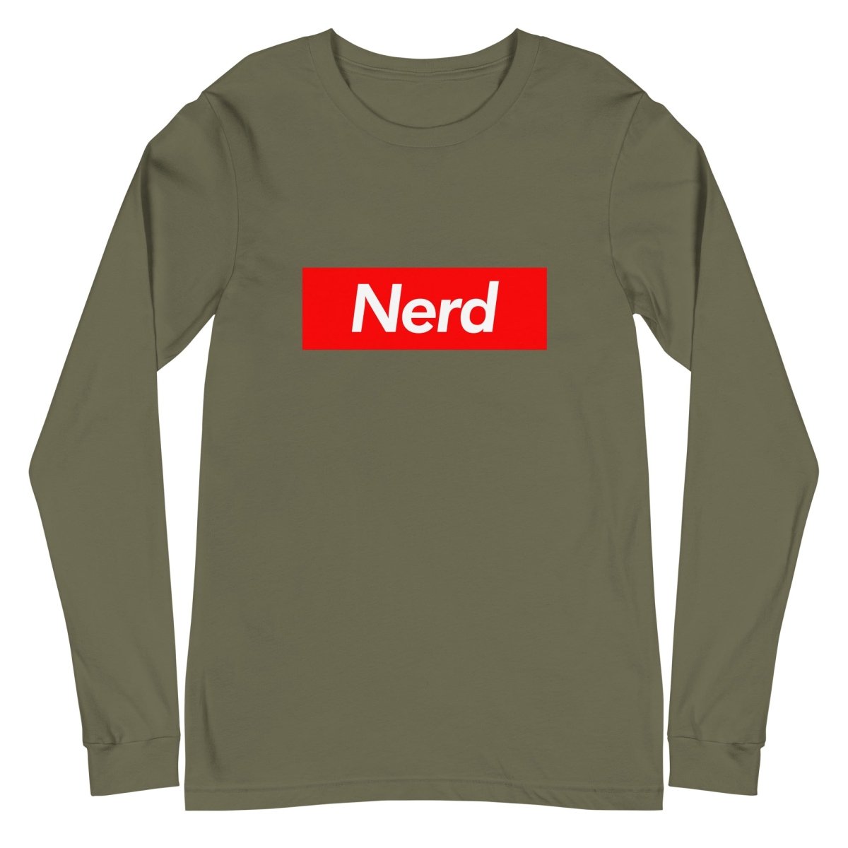 Nerd Sign Long Sleeve T-Shirt (unisex) - Military Green - AI Store