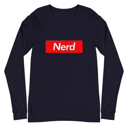 Nerd Sign Long Sleeve T-Shirt (unisex) - Navy - AI Store