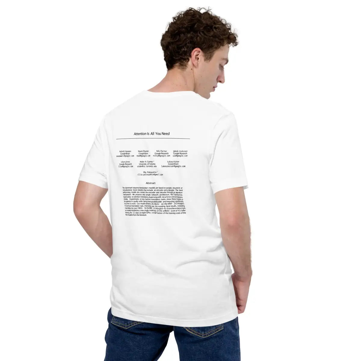 NIPS 2017 Attention is All You Need Paper on Back T-Shirt (unisex)