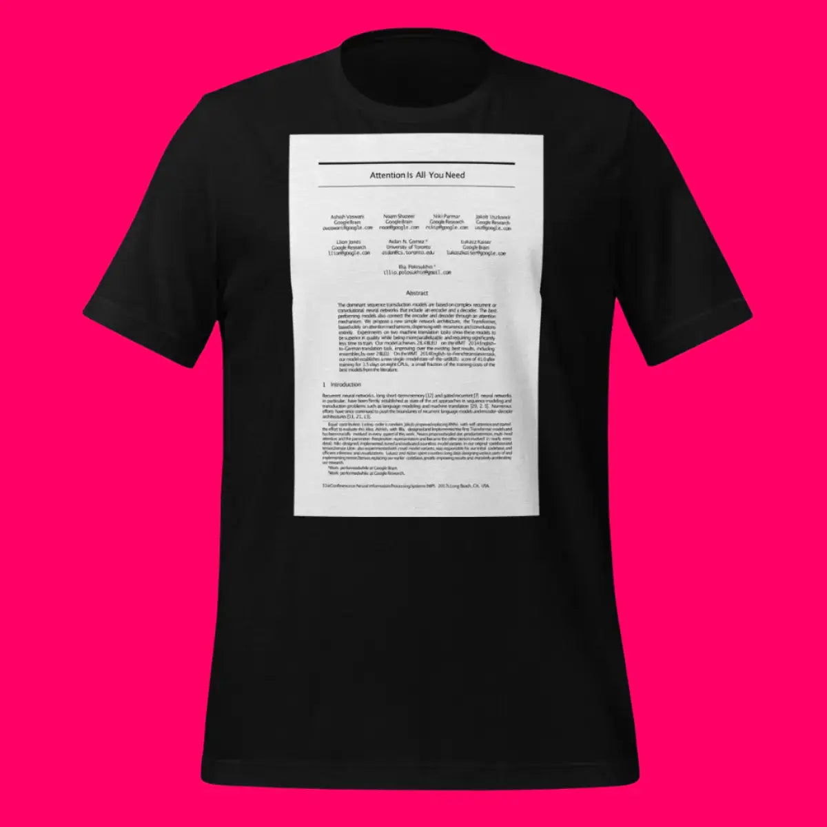 NIPS 2017 Attention is All You Need Paper T-Shirt (unisex)