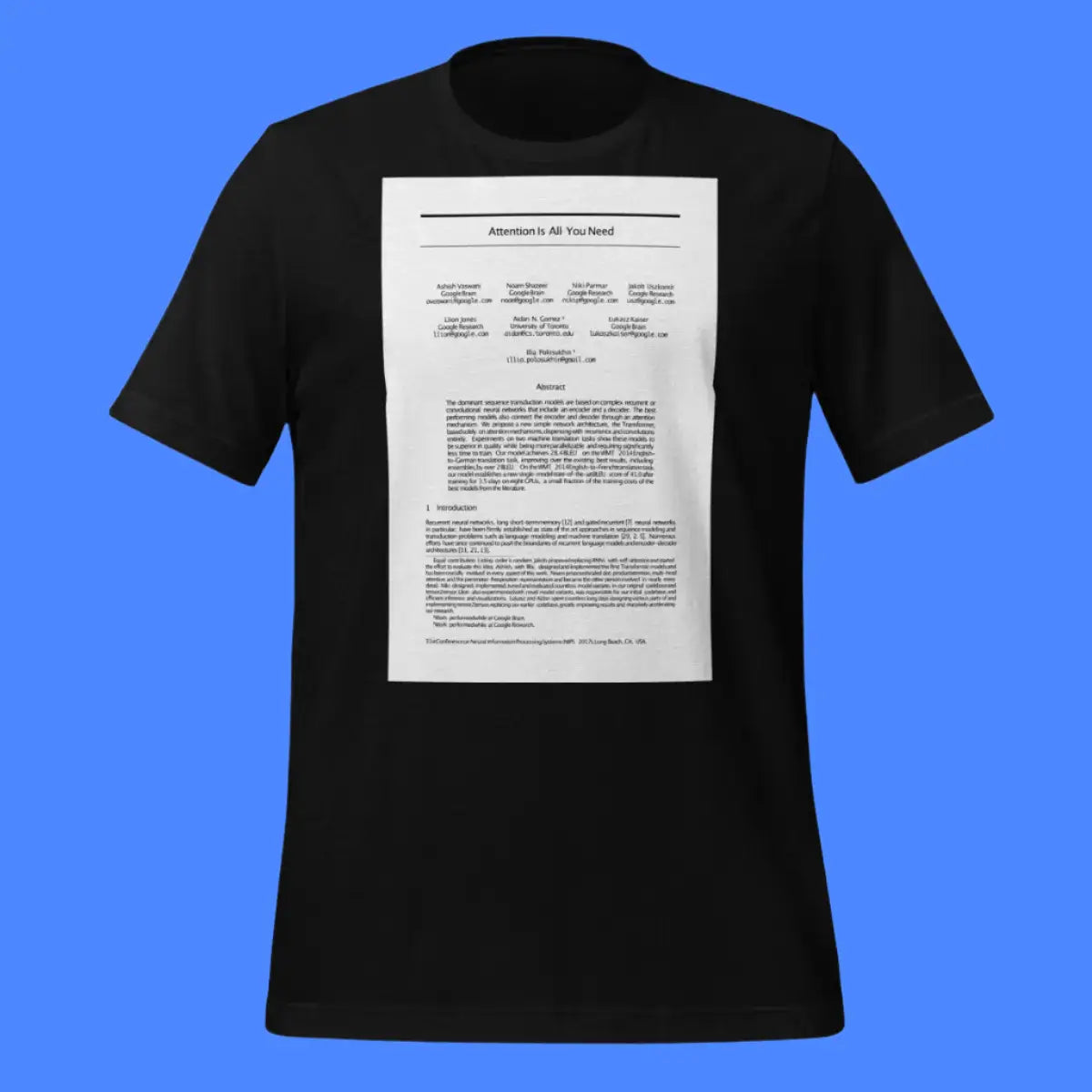 NIPS 2017 Attention is All You Need Paper T-Shirt (unisex)