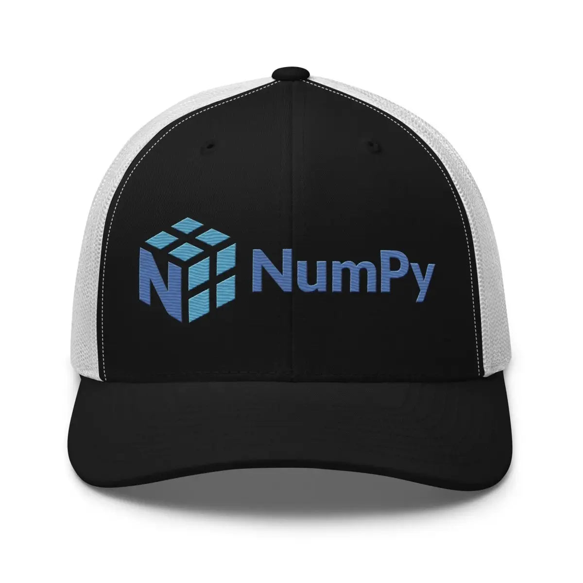 NumPy Logo True-Color Embroidered Trucker Cap - Black/ White