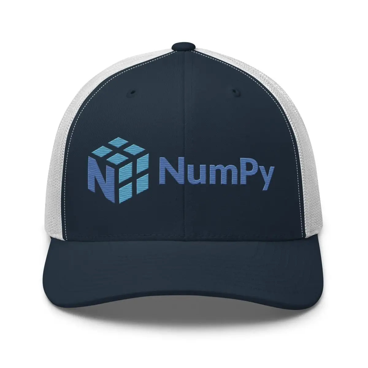 NumPy Logo True-Color Embroidered Trucker Cap - Navy/ White