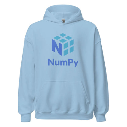 The Numpy Stacked Logo Hoodie (unisex) Light Blue / m.