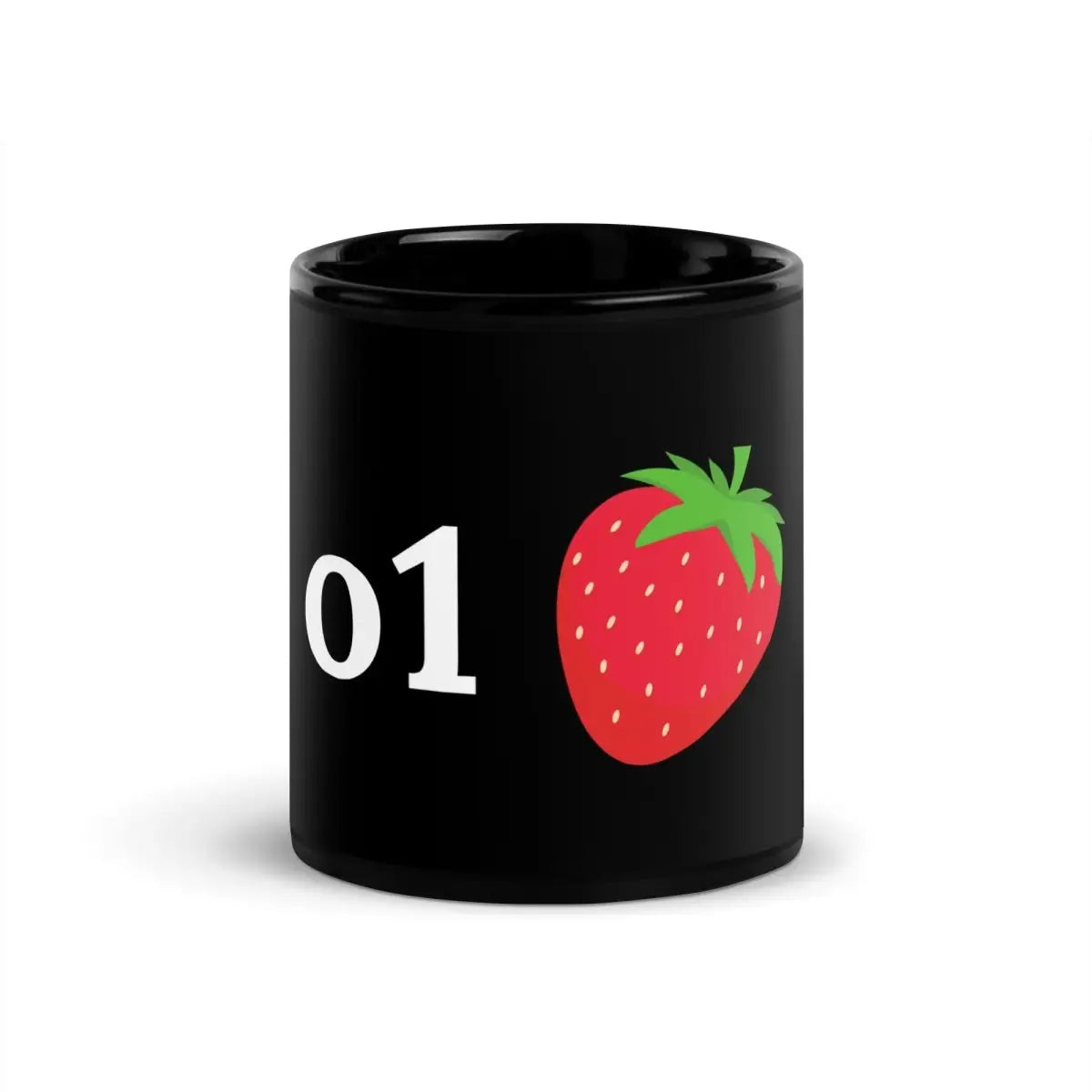 o1 Strawberry Black Glossy Mug - 11 oz