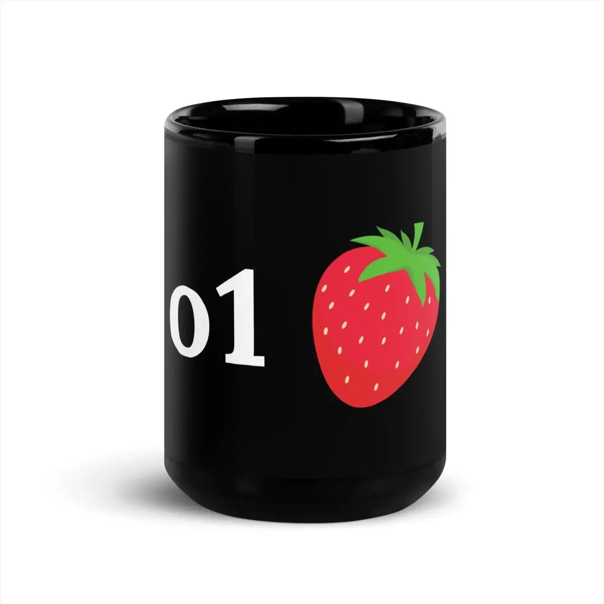 o1 Strawberry Black Glossy Mug - 15 oz