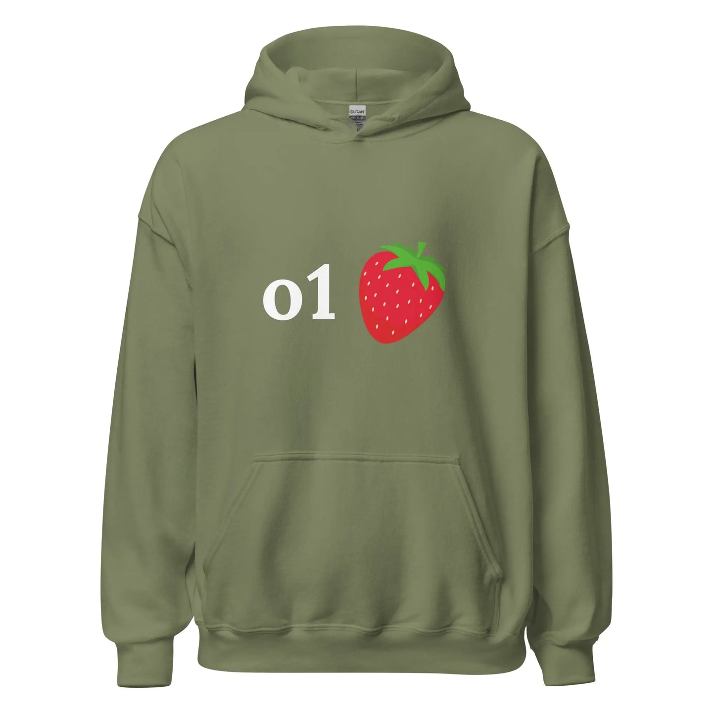 o1 Strawberry Hoodie (unisex) - Military Green / M