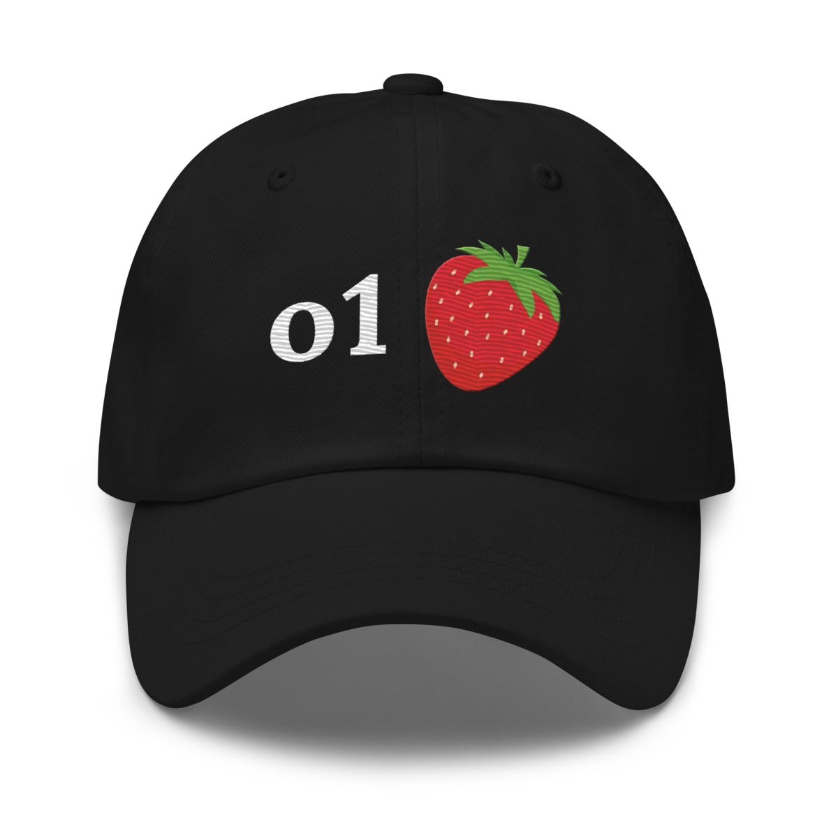 o1 Strawberry True - Color Embroidered Cap - Black - AI Store