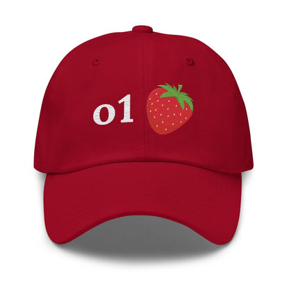 o1 Strawberry True - Color Embroidered Cap - Cranberry - AI Store