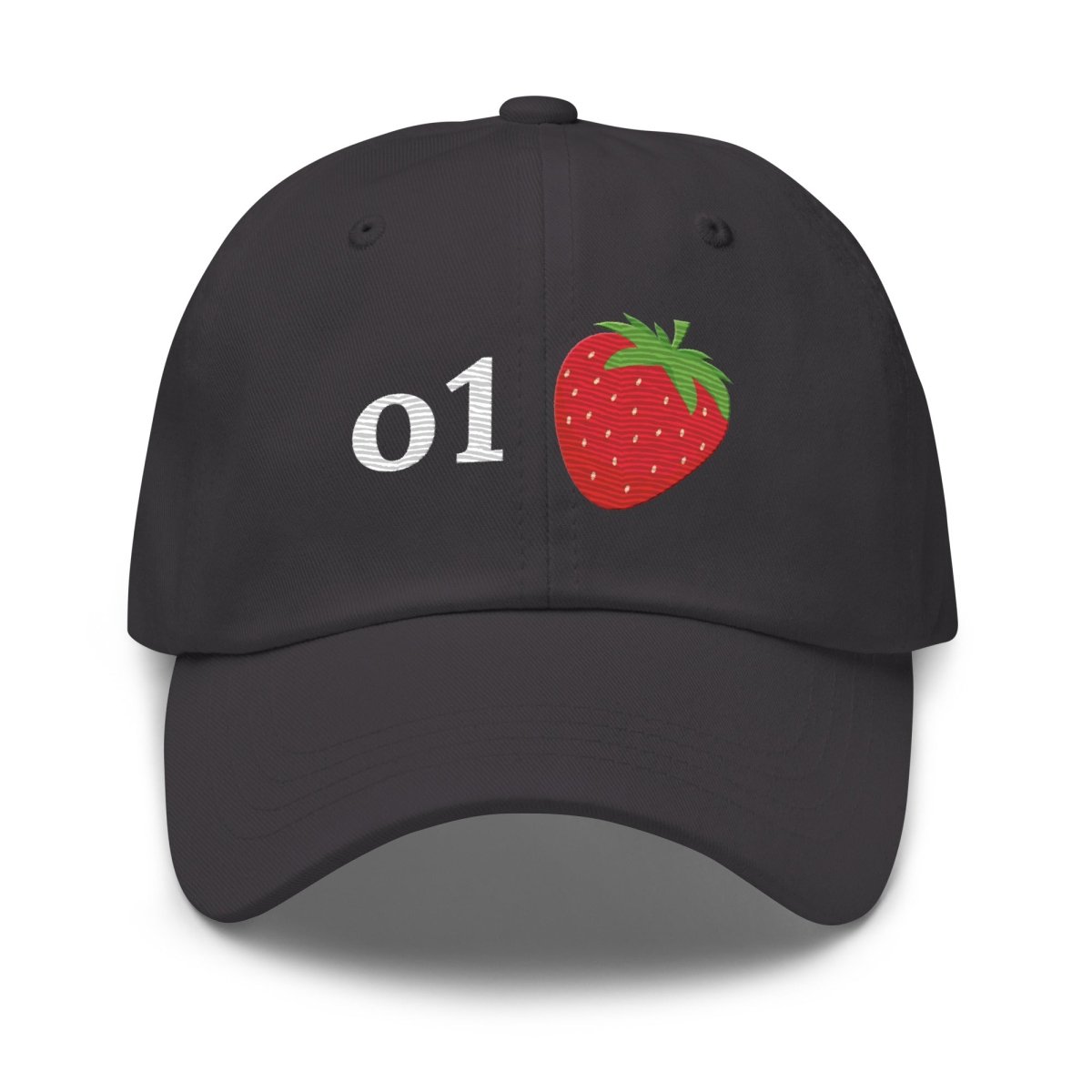 o1 Strawberry True - Color Embroidered Cap - Dark Grey - AI Store