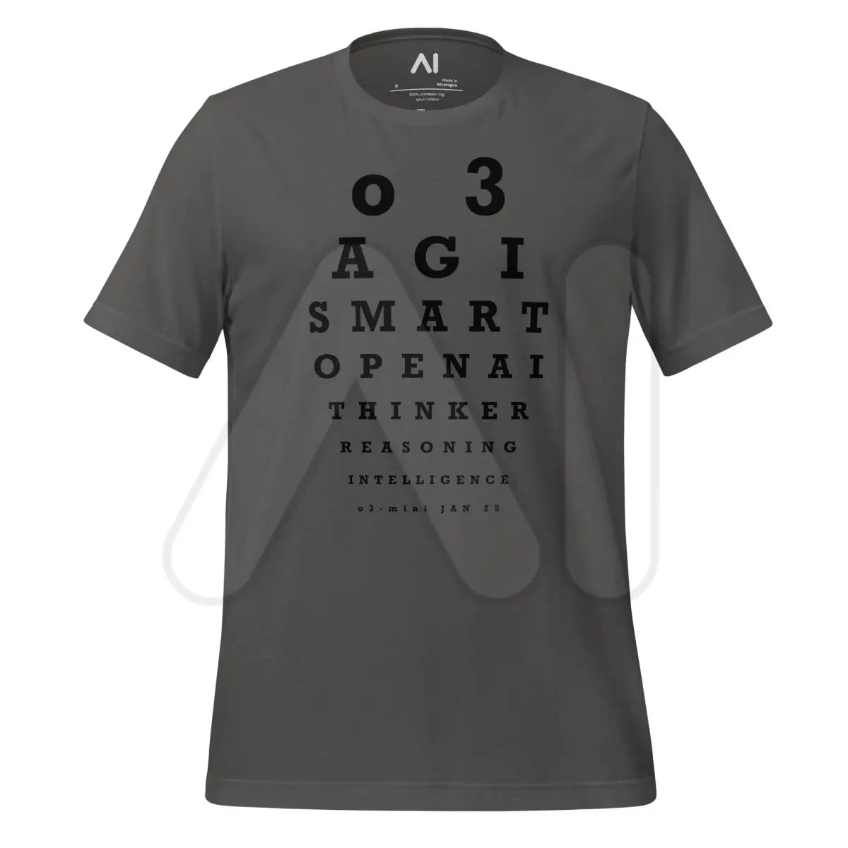 o3 (o3-mini) Eye Sight Test T-Shirt (unisex) - Asphalt / M