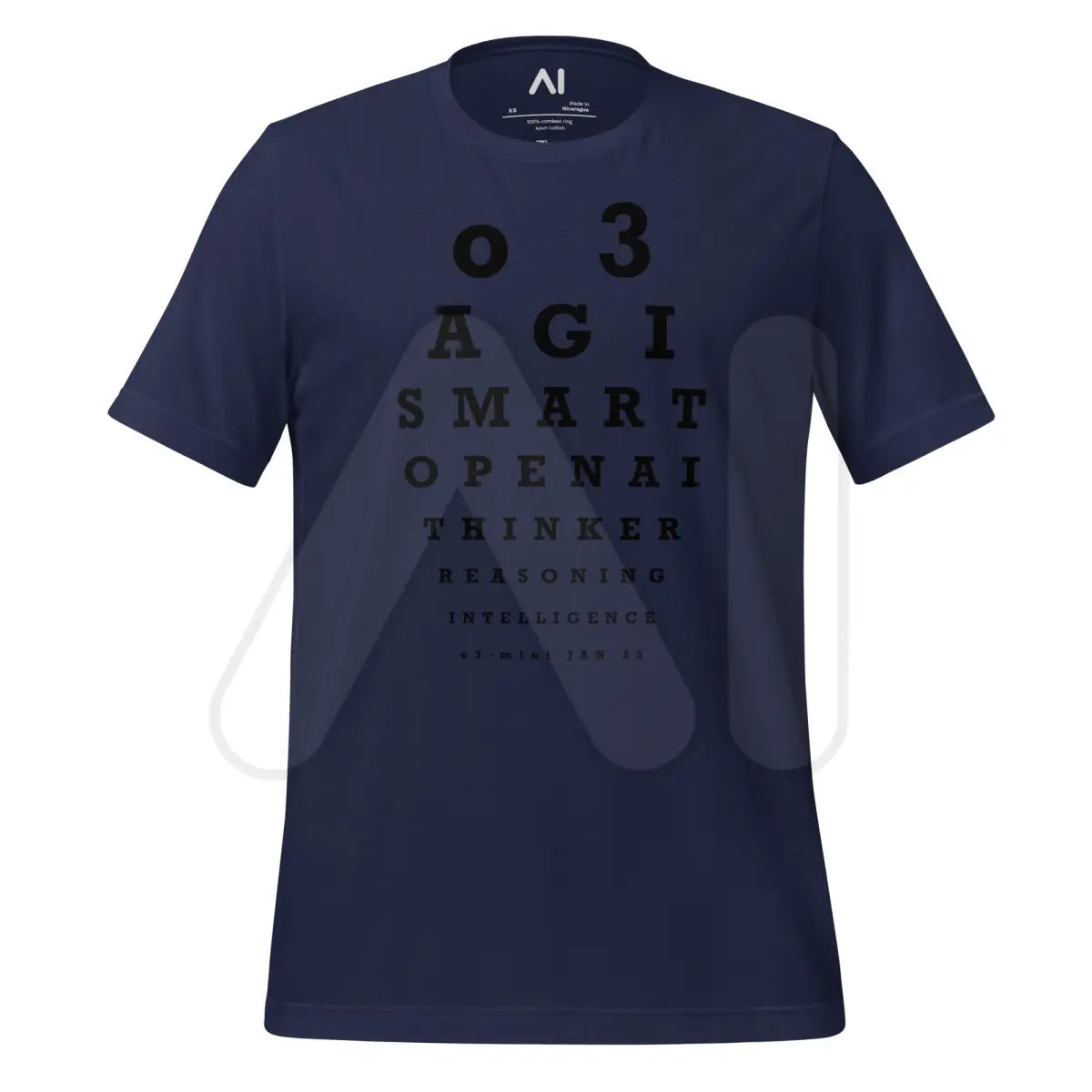 o3 (o3-mini) Eye Sight Test T-Shirt (unisex) - Navy / M