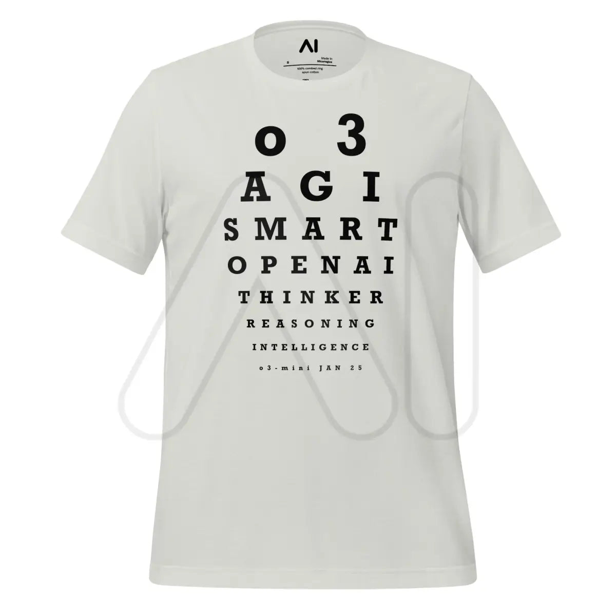 o3 (o3-mini) Eye Sight Test T-Shirt (unisex) - Silver / M