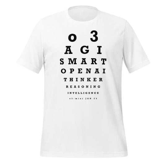 The O3 (o3-mini) Eye Sight Test T-shirt (unisex) White / m.