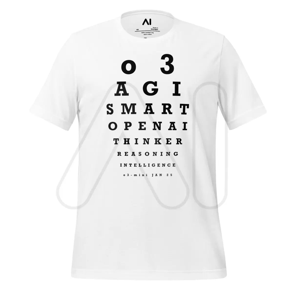 o3 (o3-mini) Eye Sight Test T-Shirt (unisex) - White / M