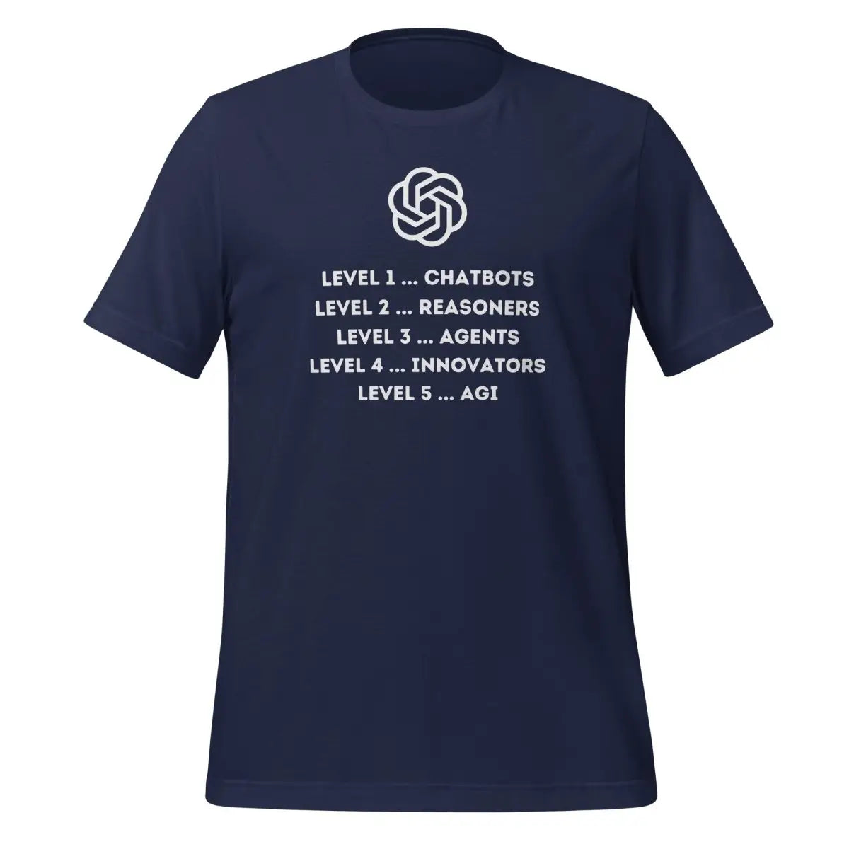 OpenAI 5 Levels to AGI T-Shirt (unisex) - Navy / M