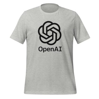 OpenAI Black Stacked Logo T-Shirt (unisex) - Athletic Heather - AI Store