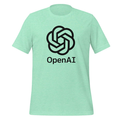 OpenAI Black Stacked Logo T-Shirt (unisex) - Heather Mint - AI Store