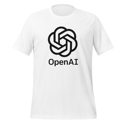 OpenAI Black Stacked Logo T - Shirt (unisex) - White - AI Store
