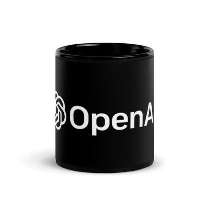 OpenAI Logo Black Glossy Mug - 11 oz - AI Store