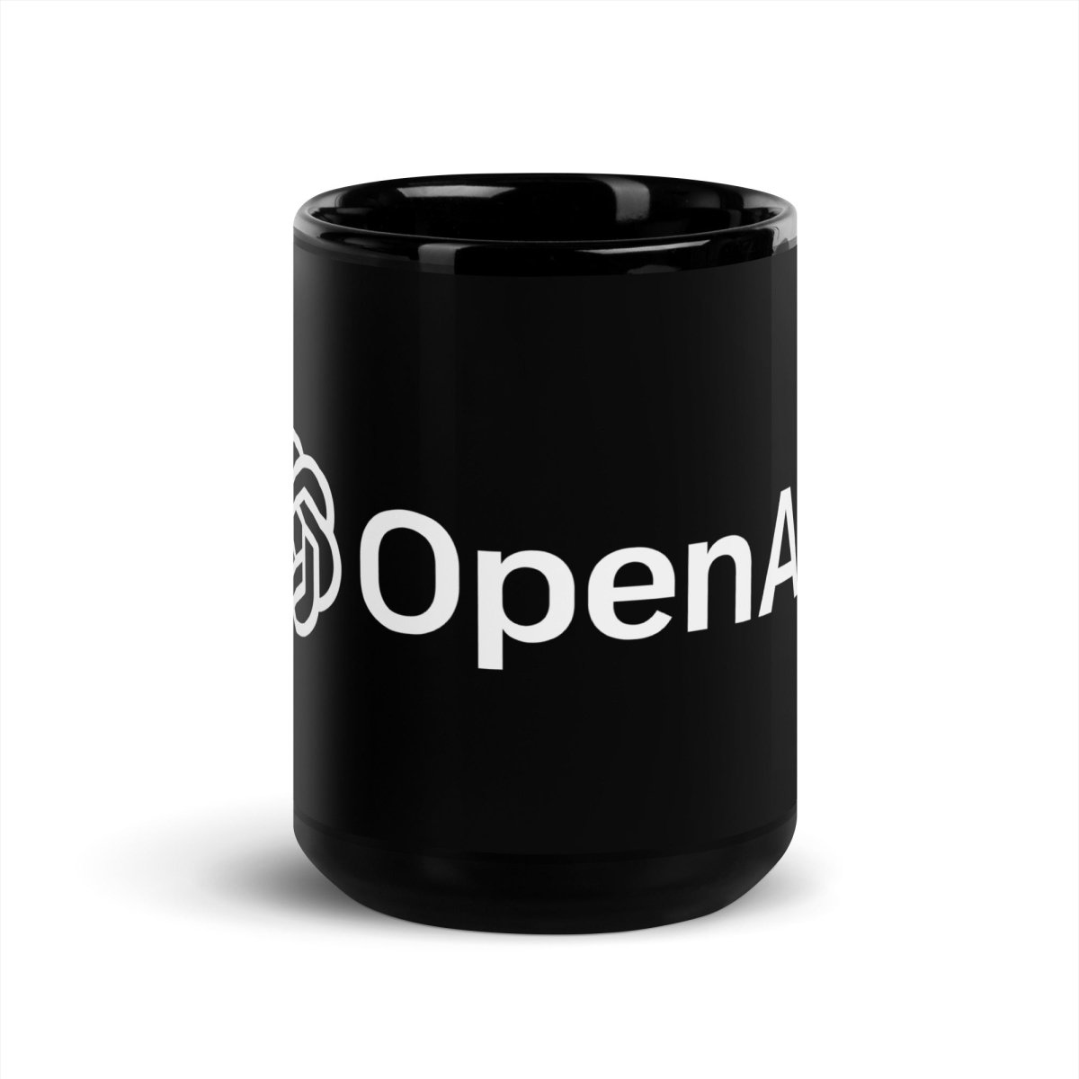 OpenAI Logo Black Glossy Mug - 15 oz - AI Store
