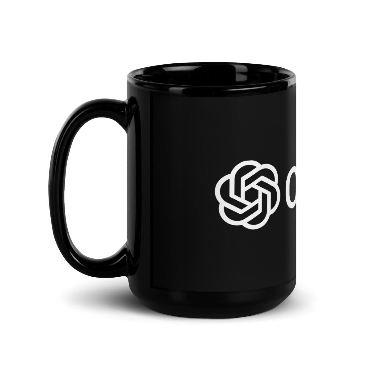 OpenAI Logo Black Glossy Mug - 15 oz - AI Store