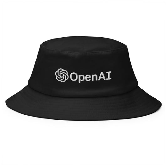 OpenAI Logo Embroidered Bucket Hat - Black - AI Store
