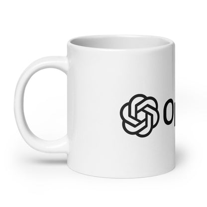 OpenAI Logo White Glossy Mug - 20 oz - AI Store