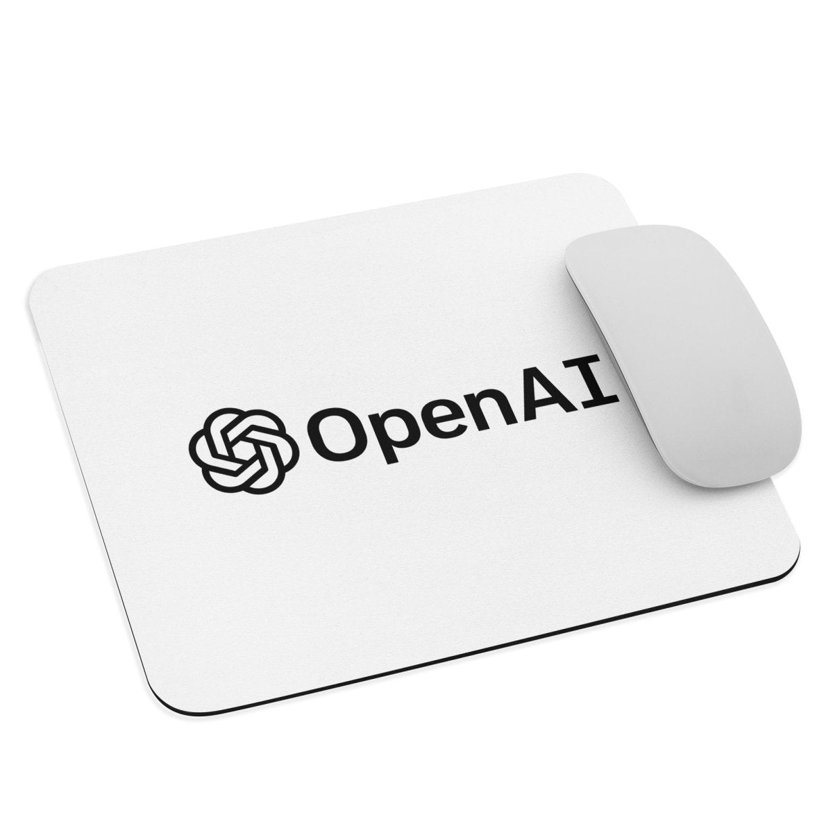 OpenAI Logo White Mouse Pad - AI Store