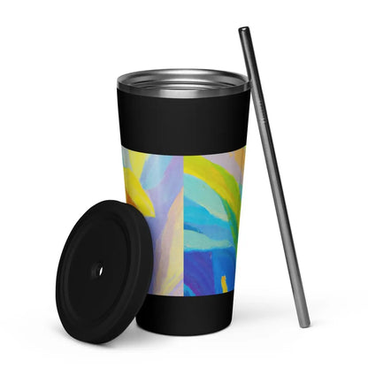 OpenAI Research Floral Painting Insulated Tumbler with a Straw