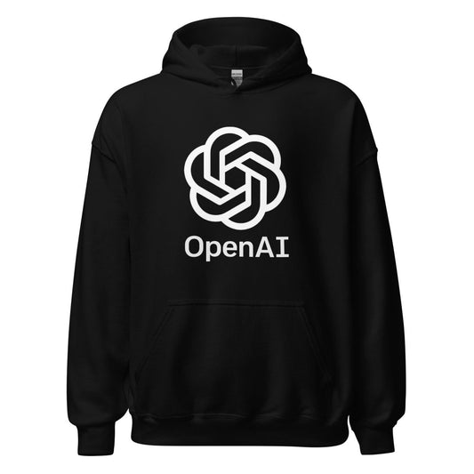 OpenAI Stacked Logo Hoodie (unisex) - Black - AI Store