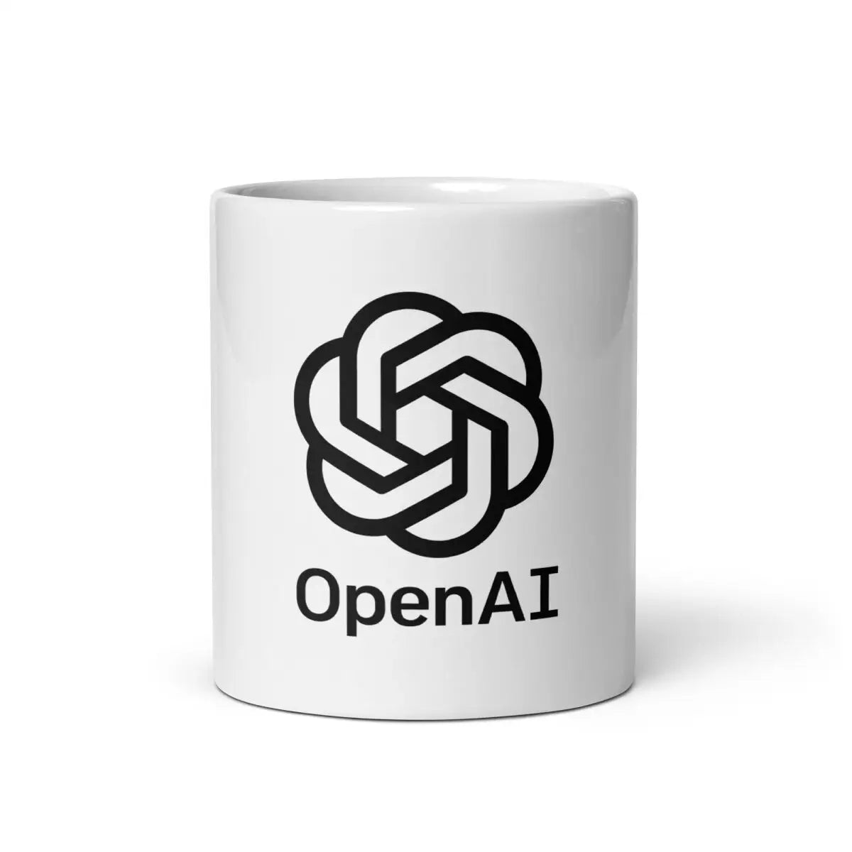 OpenAI Stacked Logo on White Glossy Mug - 11 oz