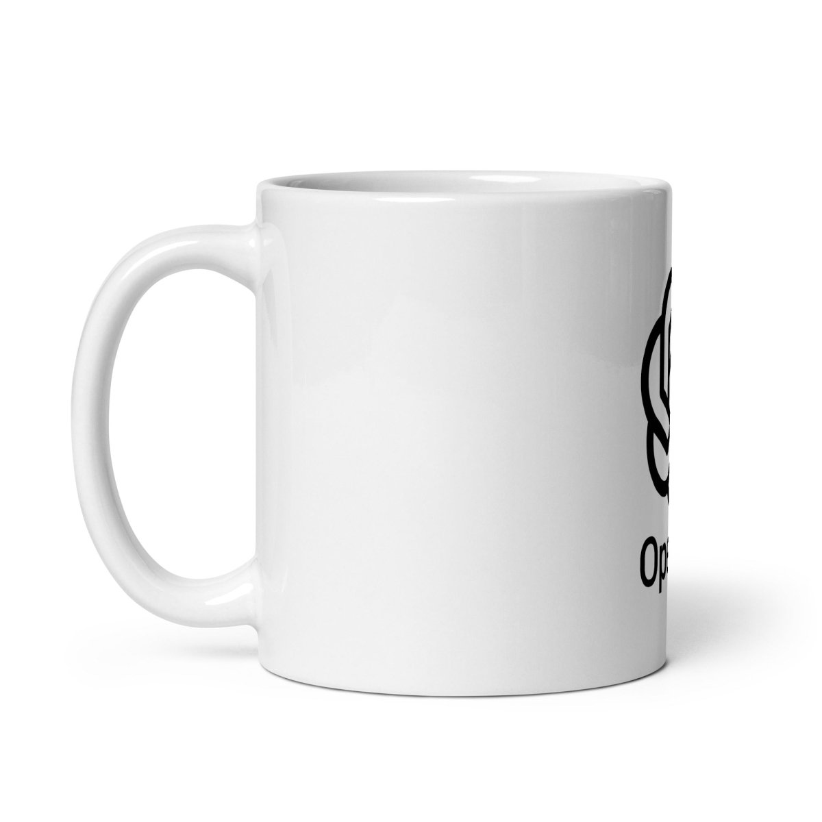 OpenAI Stacked Logo on White Glossy Mug - 11 oz - AI Store