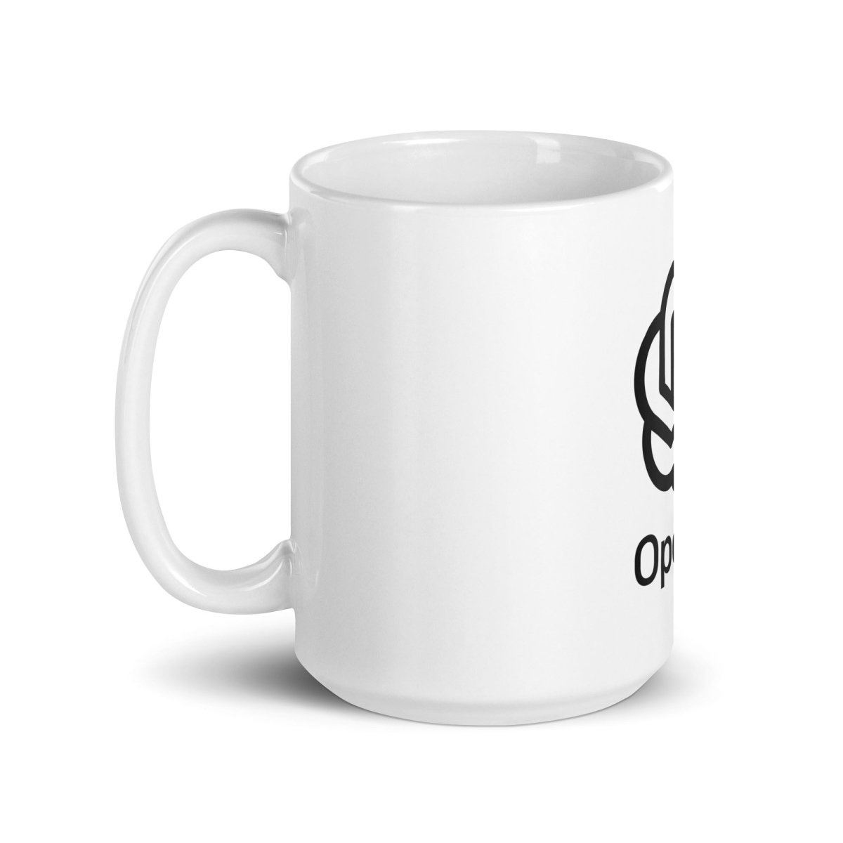 OpenAI Stacked Logo on White Glossy Mug - 15 oz - AI Store