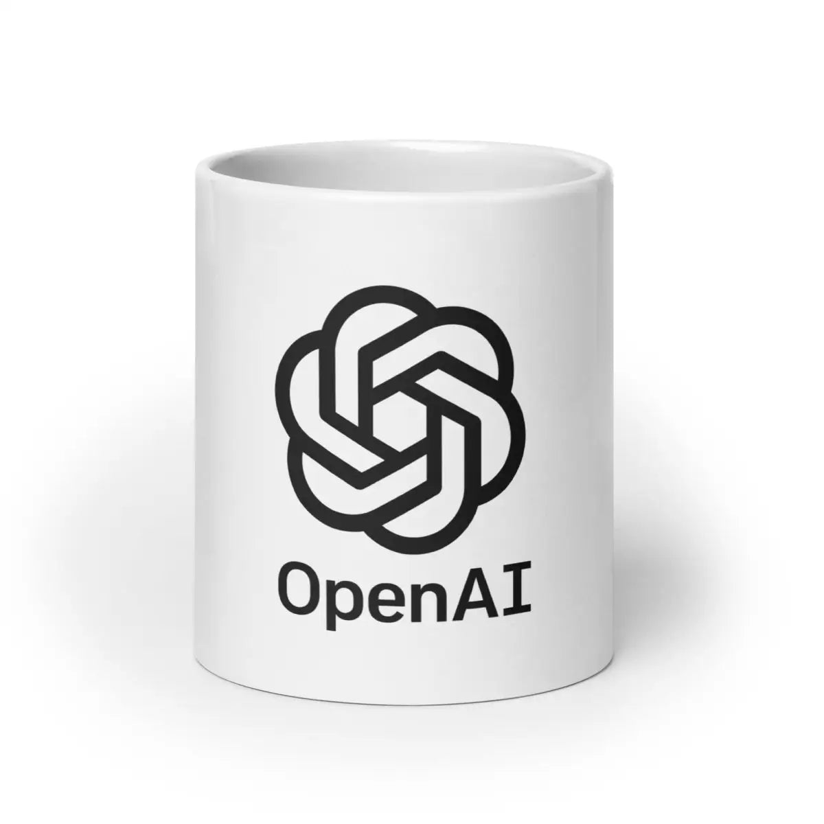 OpenAI Stacked Logo on White Glossy Mug - 20 oz