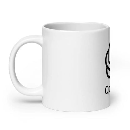 OpenAI Stacked Logo on White Glossy Mug