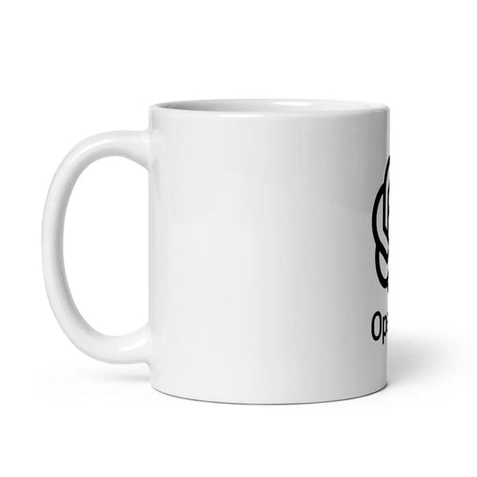 OpenAI Stacked Logo on White Glossy Mug