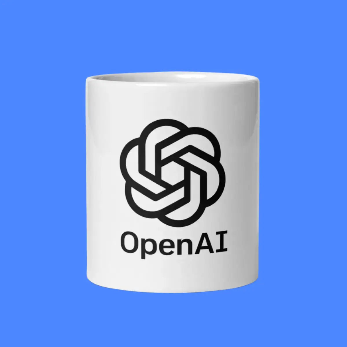 OpenAI Stacked Logo on White Glossy Mug