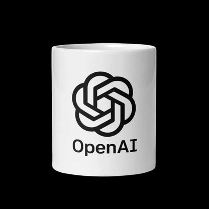 OpenAI Stacked Logo on White Glossy Mug