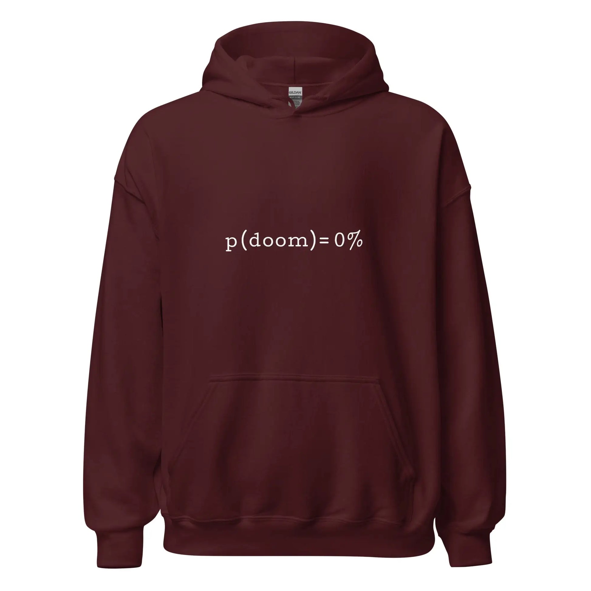 p(doom) = 0% Hoodie (unisex) - Maroon / M