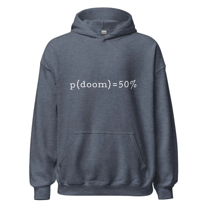 p(doom) = 50% Hoodie (unisex) - Heather Sport Dark Navy / M