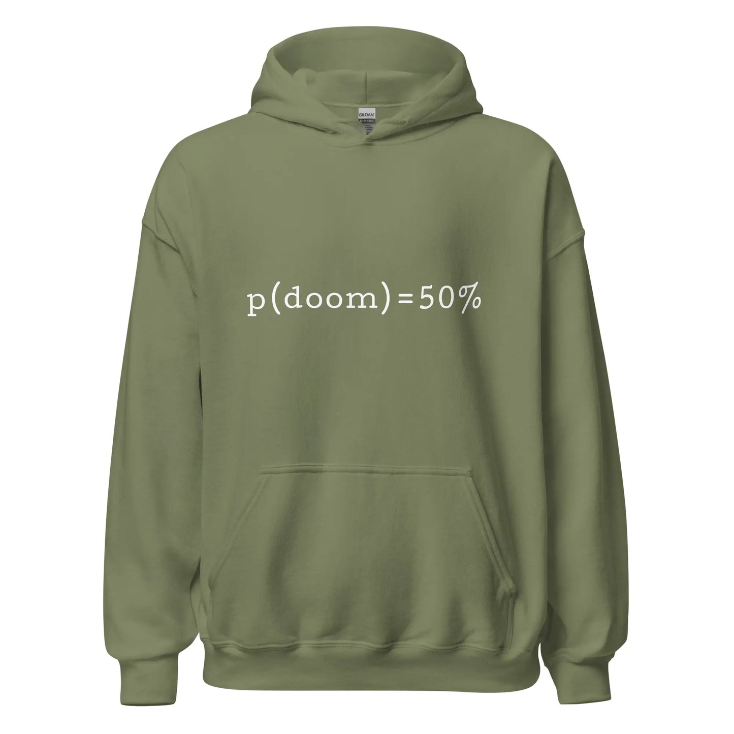 p(doom) = 50% Hoodie (unisex) - Military Green / M