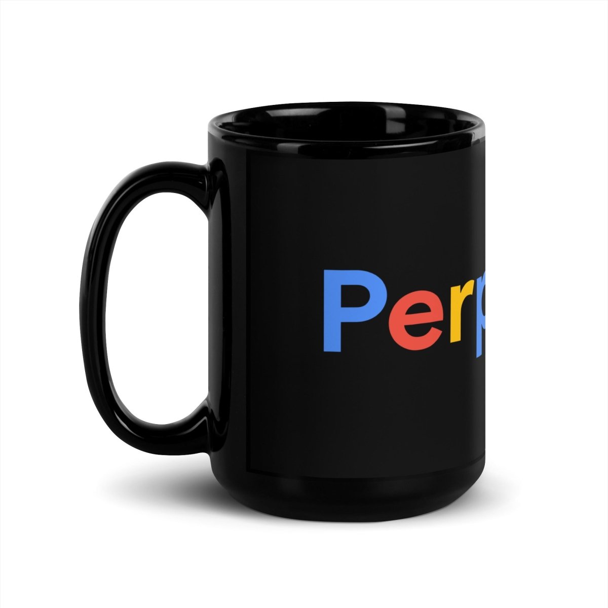 Perplexity Search Logo Black Glossy Mug - 15 oz - AI Store