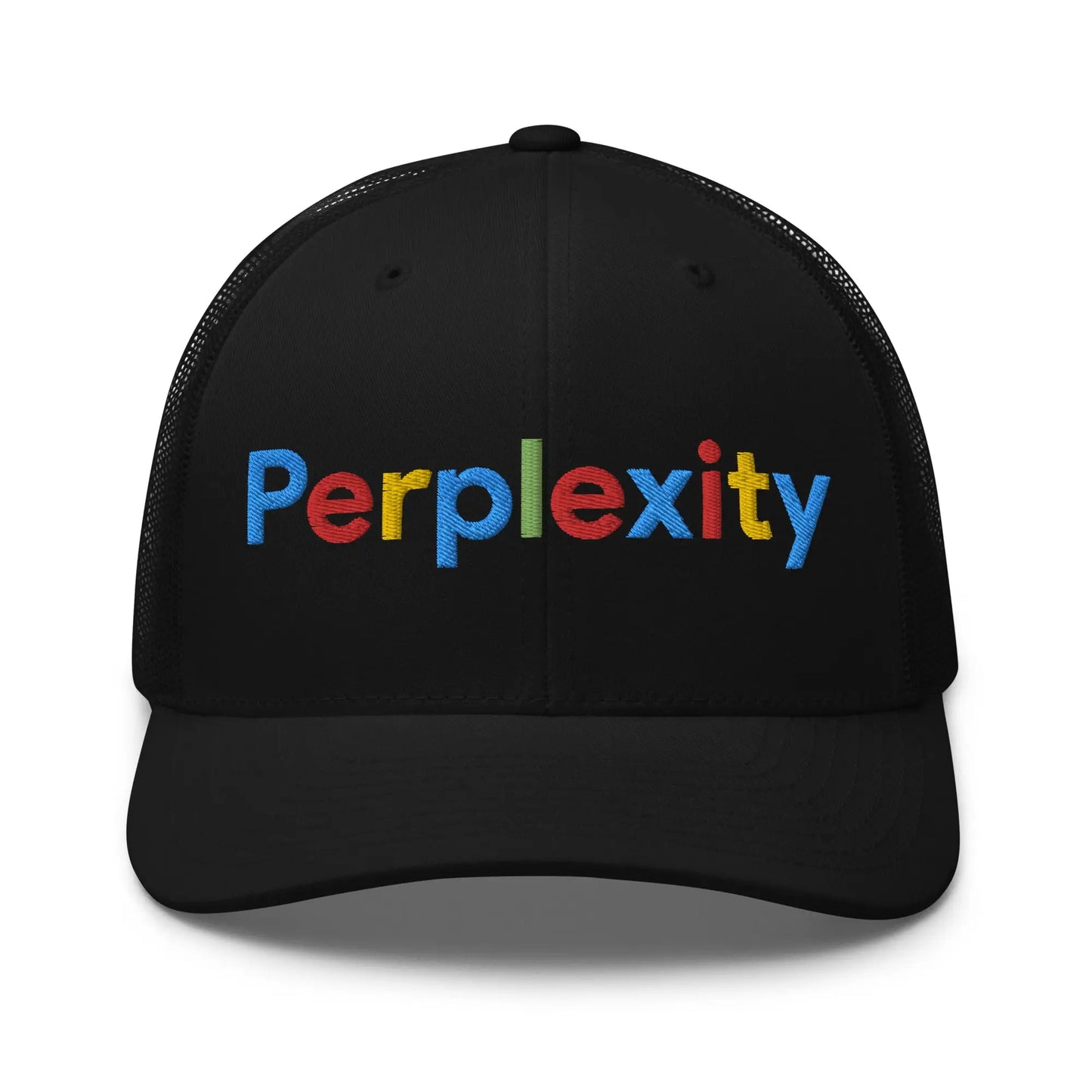 Perplexity Search Logo Embroidered Trucker Cap - Black