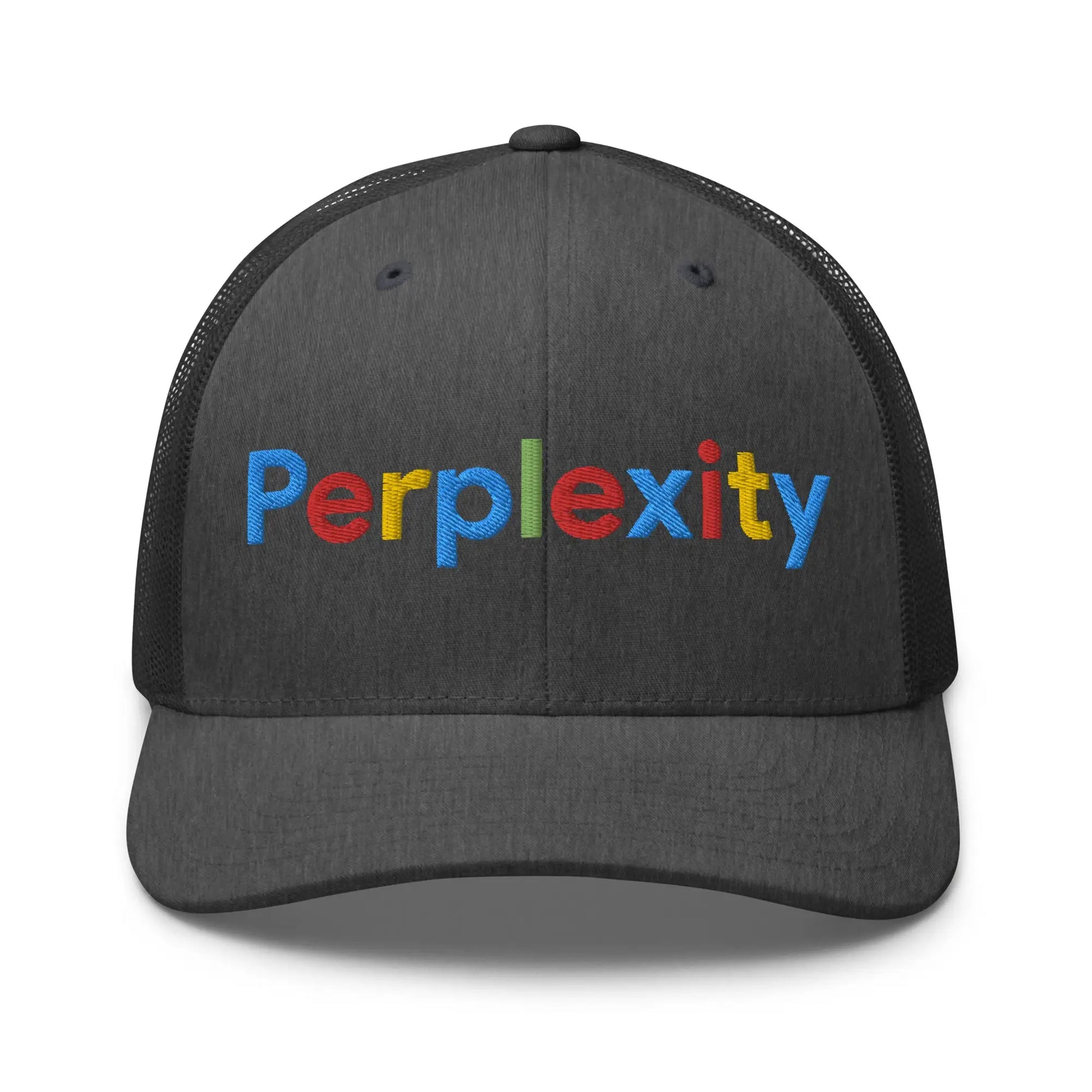 Perplexity Search Logo Embroidered Trucker Cap - Dark Heather Gray