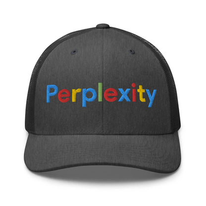 Perplexity Search Logo Embroidered Trucker Cap - Dark Heather Gray