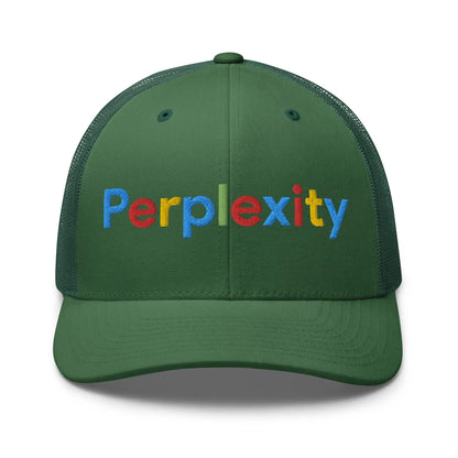 Perplexity Search Logo Embroidered Trucker Cap - Evergreen